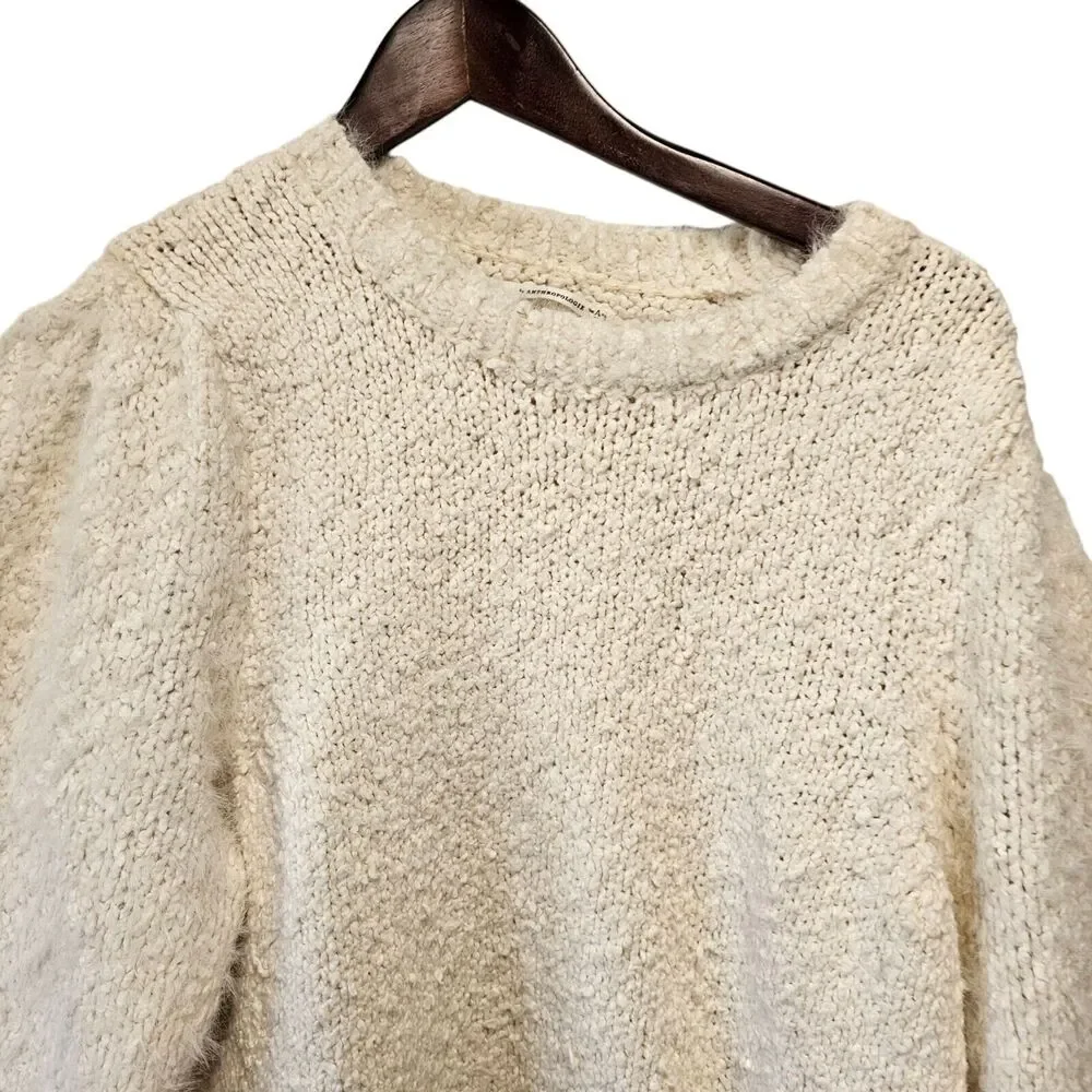 Anthropologie Sweater‎ Cream Plush Heavy Knit Size XL